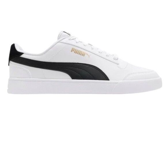 Puma White Black Shuffle Casual Sneaker Shoes Gold Logo Lace Up Classic Leather main image 14